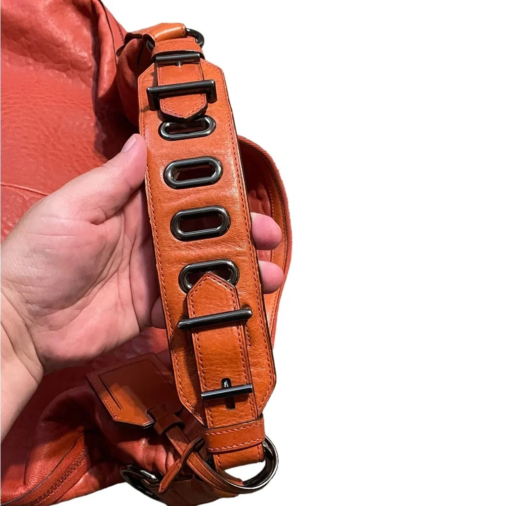 Reed Krakoff Grained Leather Orangish/Red Hobo Bag, Interior Staining,‎ L…